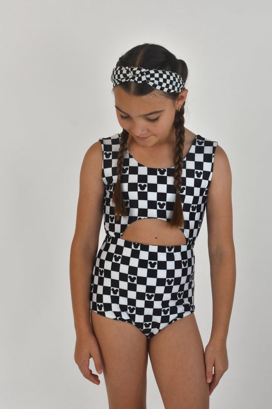 CHECKERED MOUSE 1 Pc Cutout Swimsuit