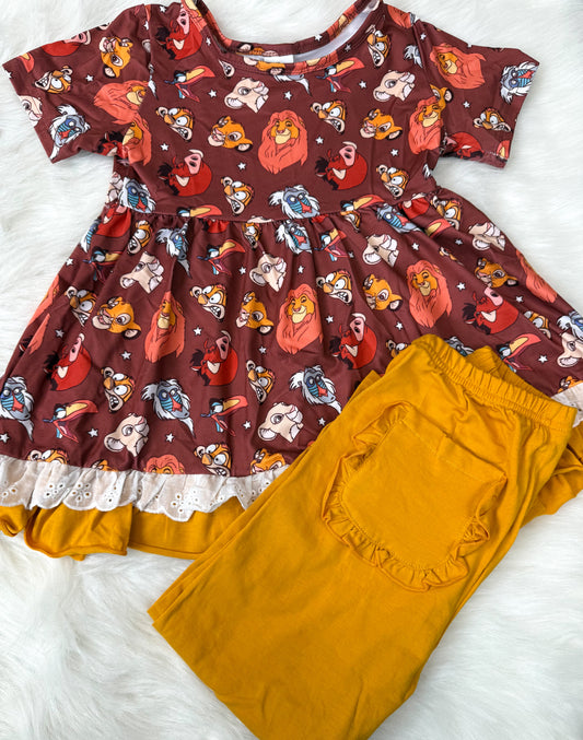Lion Friends Lace Tunic and Leggings Set