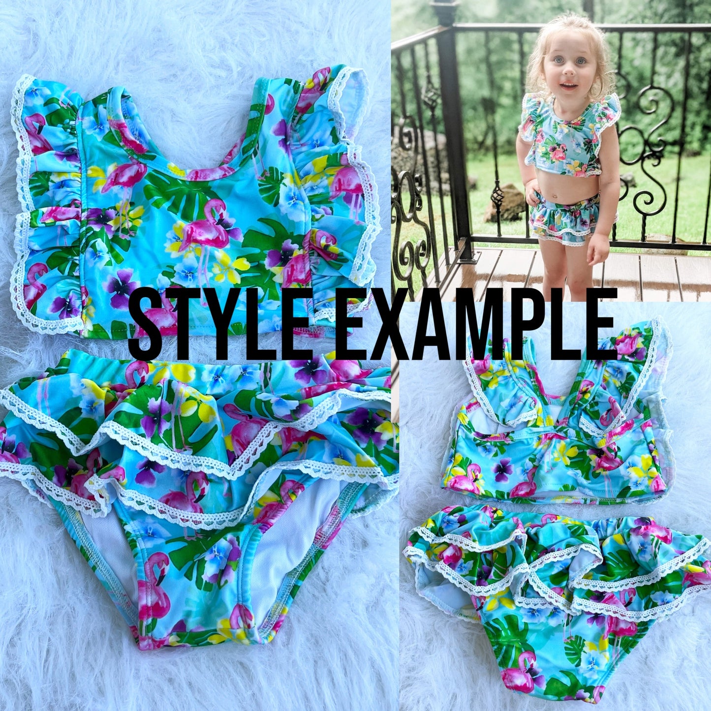 Preppy Flamingo 2 PC Swimsuit