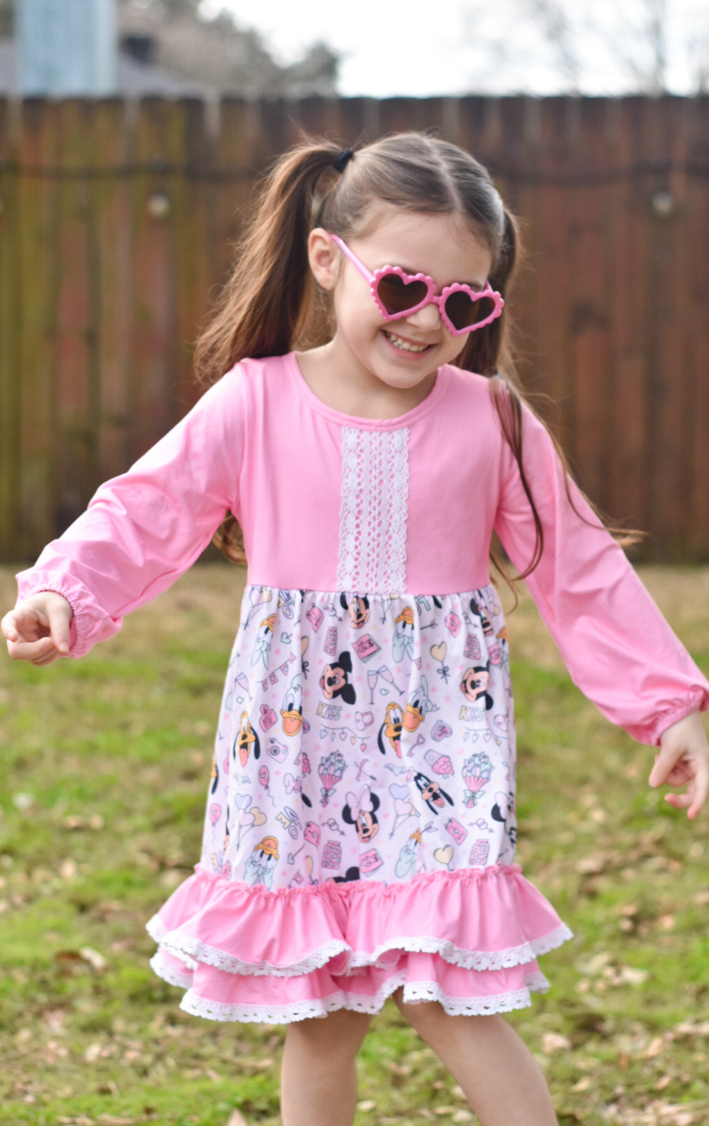 Cupid Mouse and Friends Long Sleeve Lace Dress