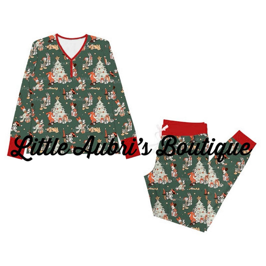 Adult Vintage Holiday Mouse Pajama Jogger Set