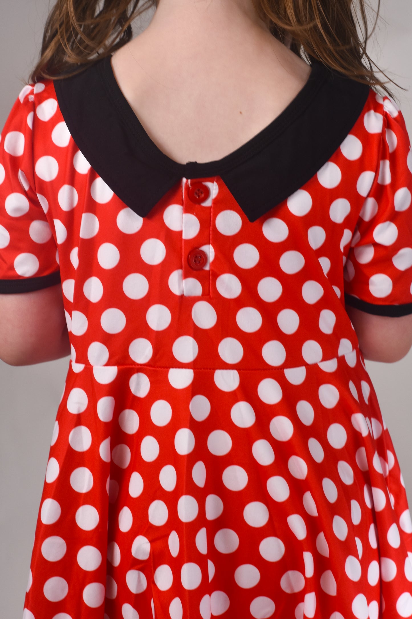 Vintage Red Polka Dot Collar Lace Dress