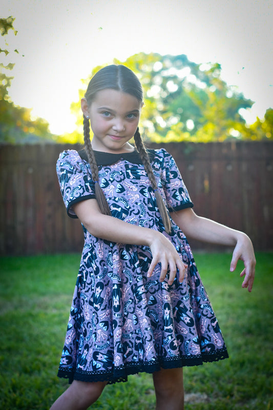 Vintage Wednesday Style Collar Lace Dress