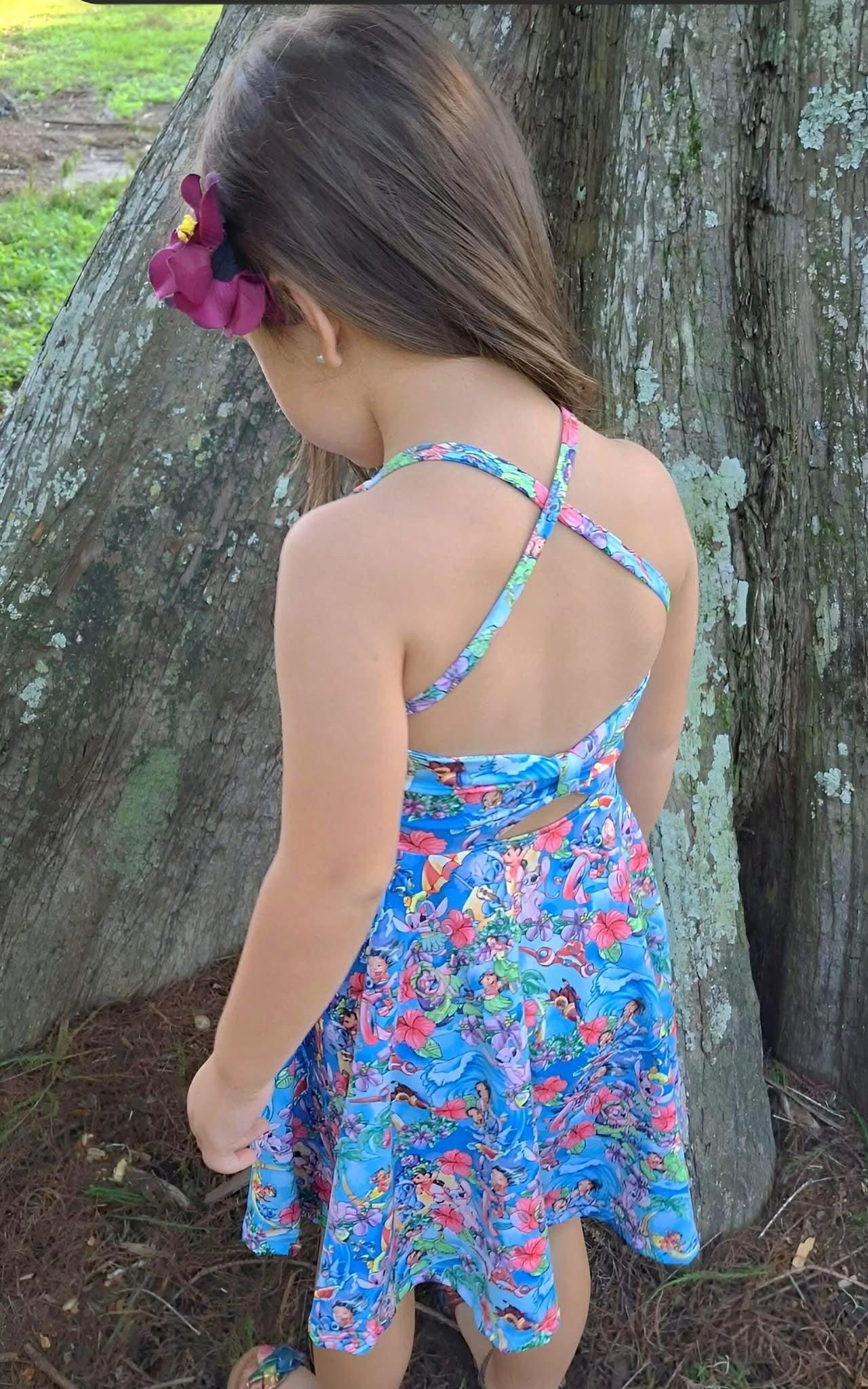 HAWAIIAN ALIEN Cross Back Twirl Dress