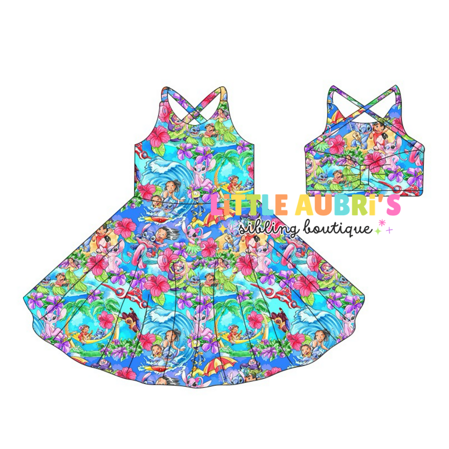 HAWAIIAN ALIEN Cross Back Twirl Dress