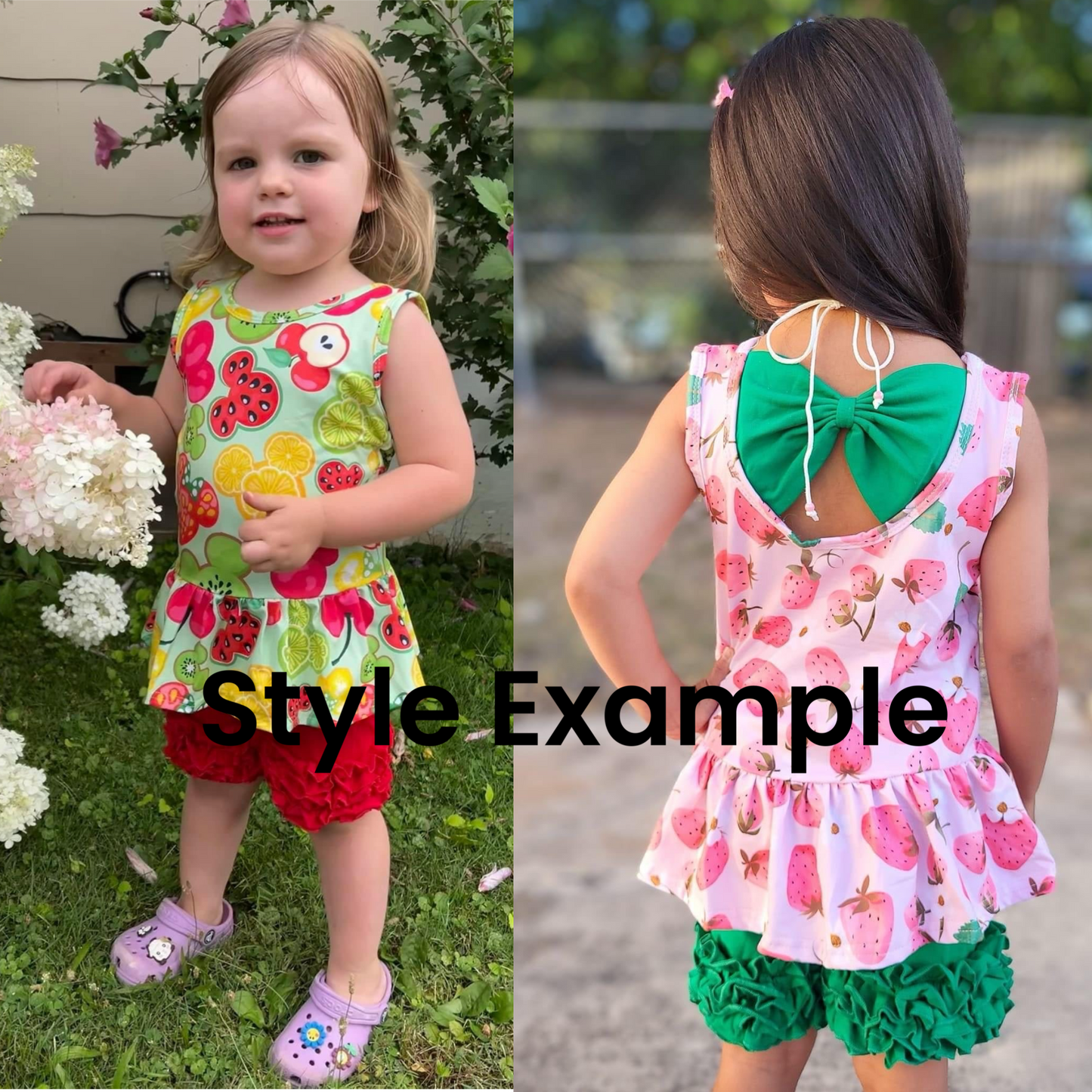 Merbabe Bow Back Peplum and Ruffle Shorts Set