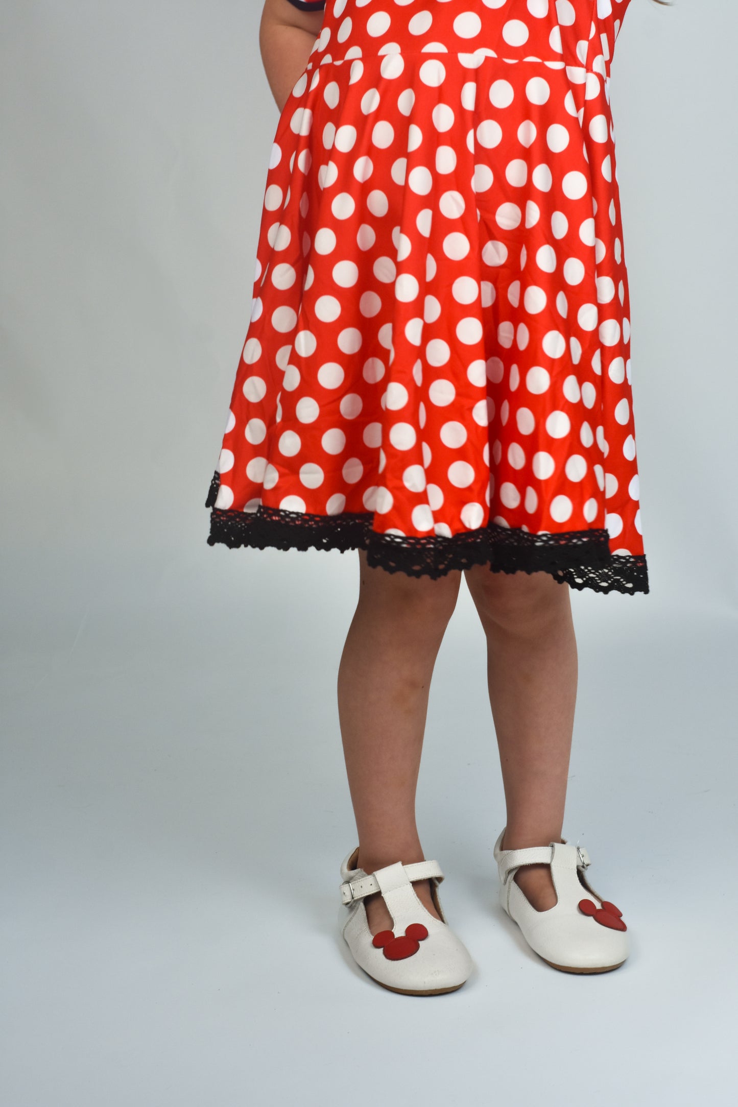 Vintage Red Polka Dot Collar Lace Dress