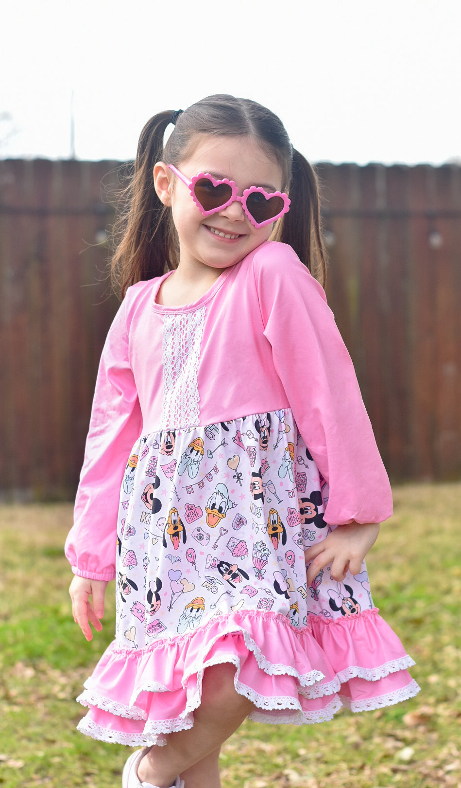 Cupid Mouse and Friends Long Sleeve Lace Dress