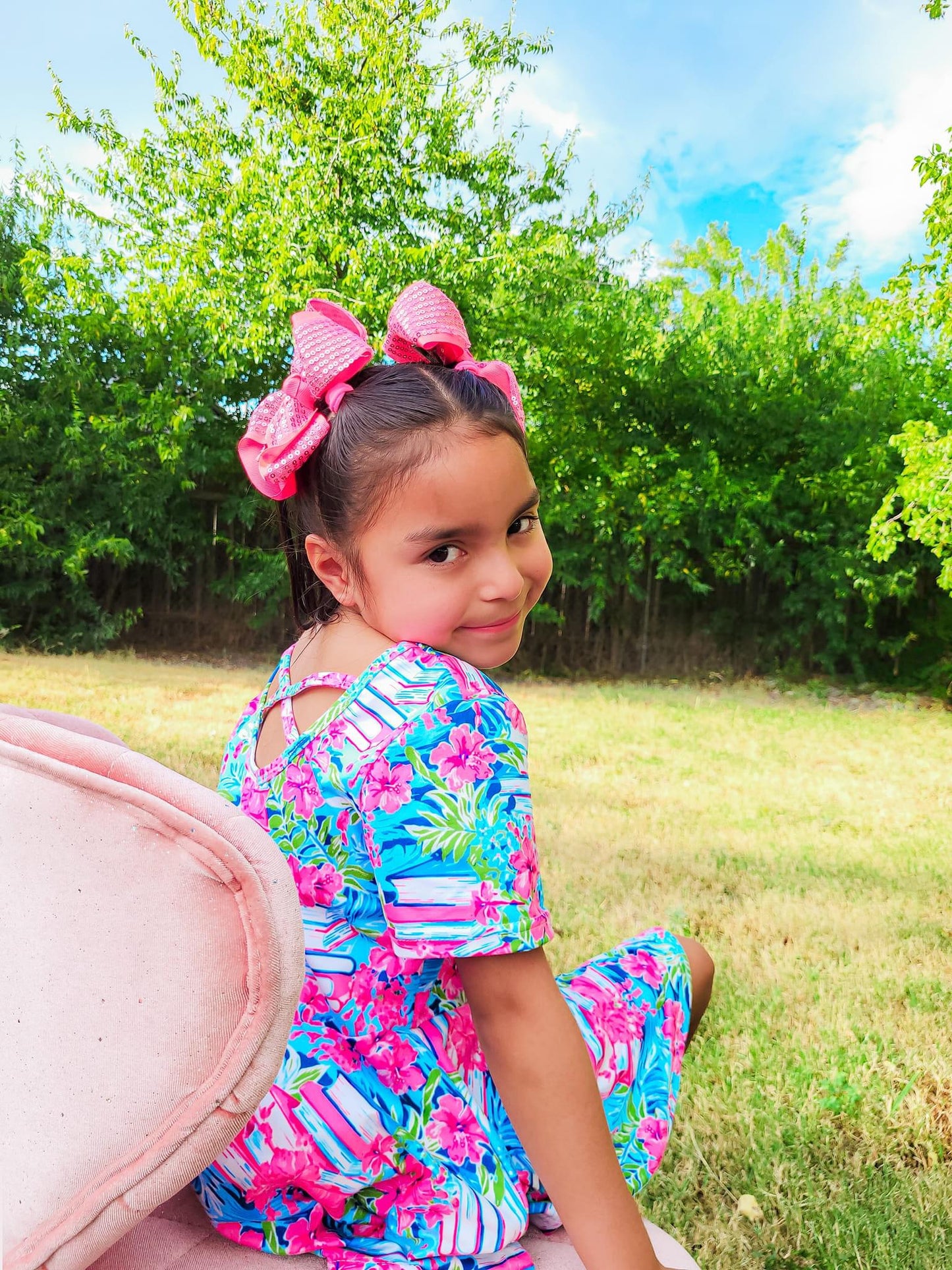 Floral Books Cross Back Peplum