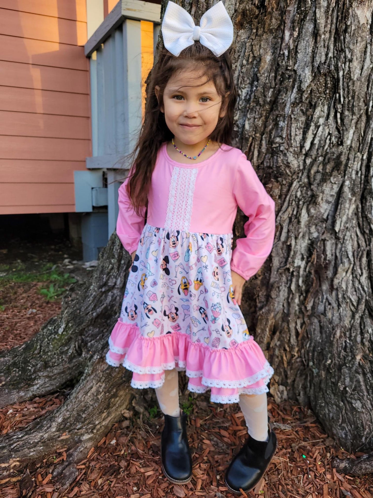 Cupid Mouse and Friends Long Sleeve Lace Dress