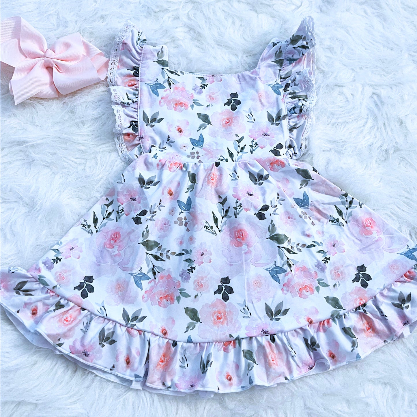 Romantic Floral Lace Pinafore Dress