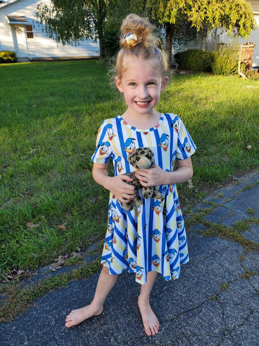 Boy Duck Cross Back Twirl Dress