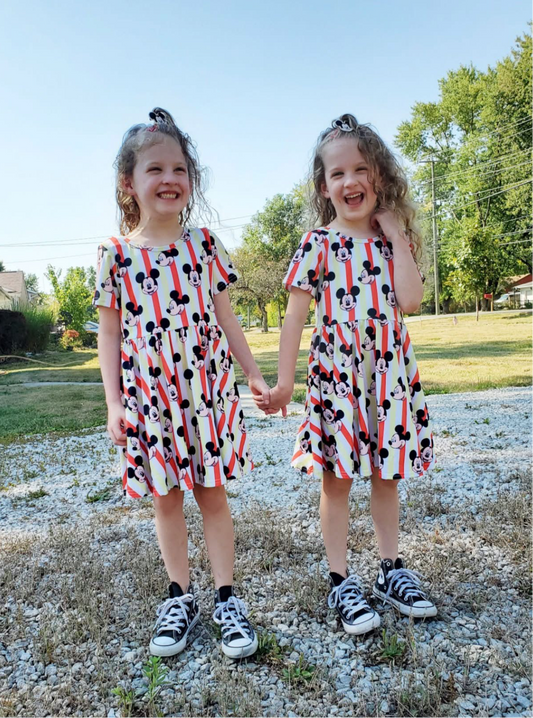 Boy Mouse Cross Back Twirl Dress