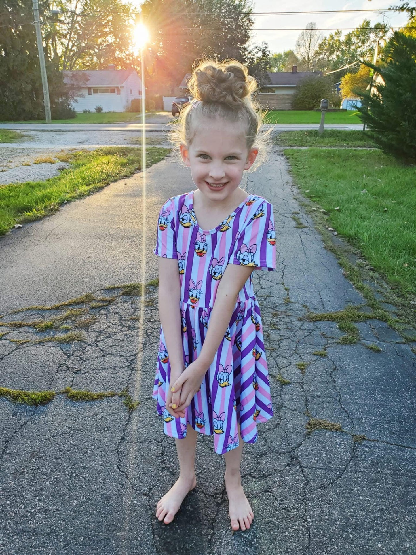 Girl Duck Cross Back Twirl Dress
