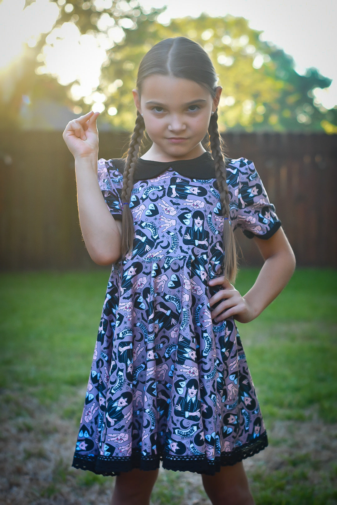 Vintage Wednesday Style Collar Lace Dress