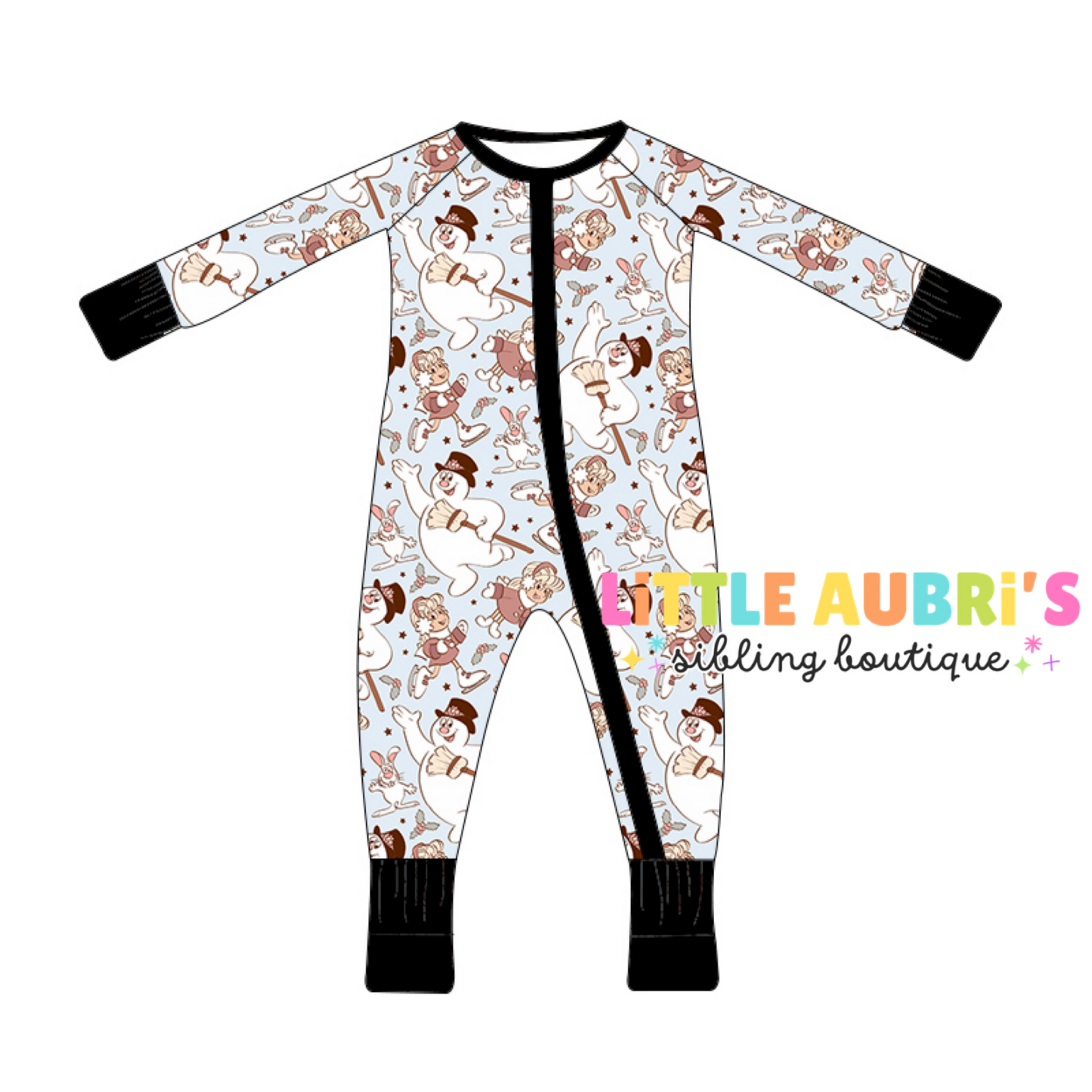 SNOWMAN Zip Bamboo Jammies (*SHIPS LATE OCT)