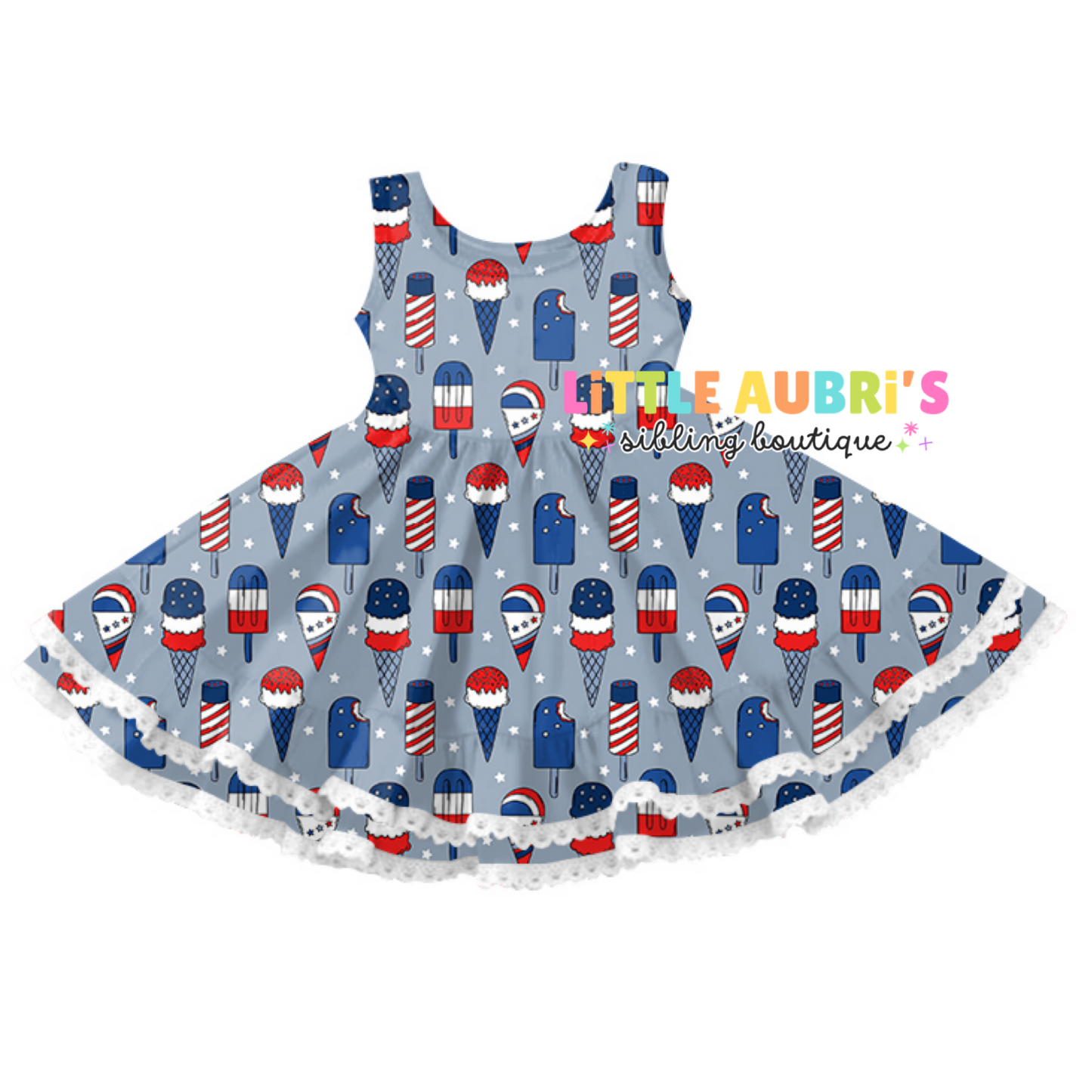 PATRIOTIC ICE CREAM Lace Twirl Dress