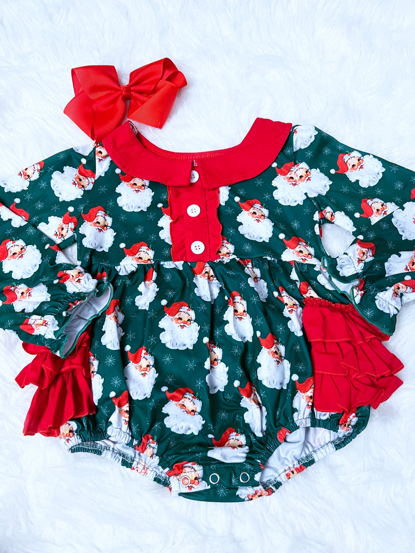 Vintage Santa Ruffle Lace Bum Romper