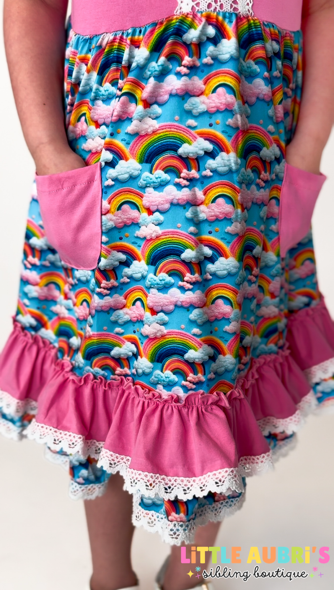 3D Rainbow Lace Pocket Dress