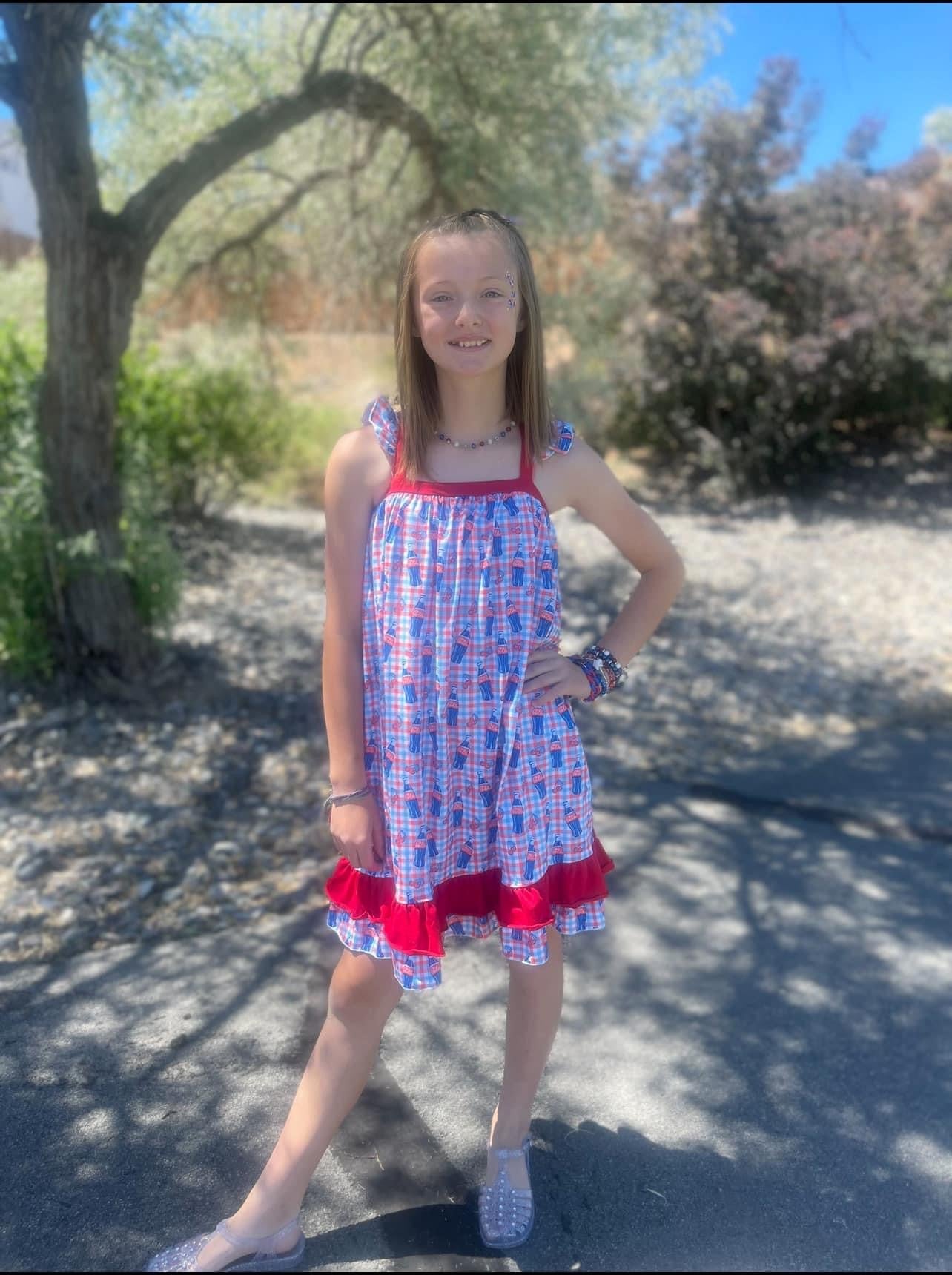 Cherry Cola Ruffle Bow Back Dress