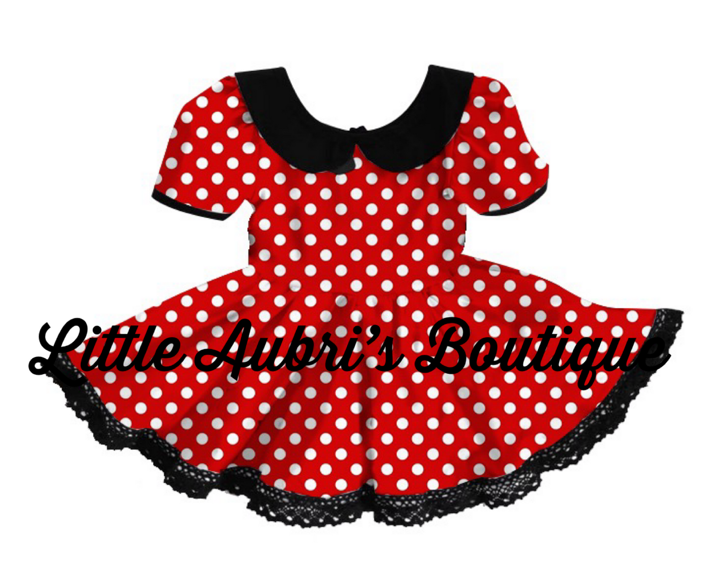 Vintage Red Polka Dot Collar Lace Dress