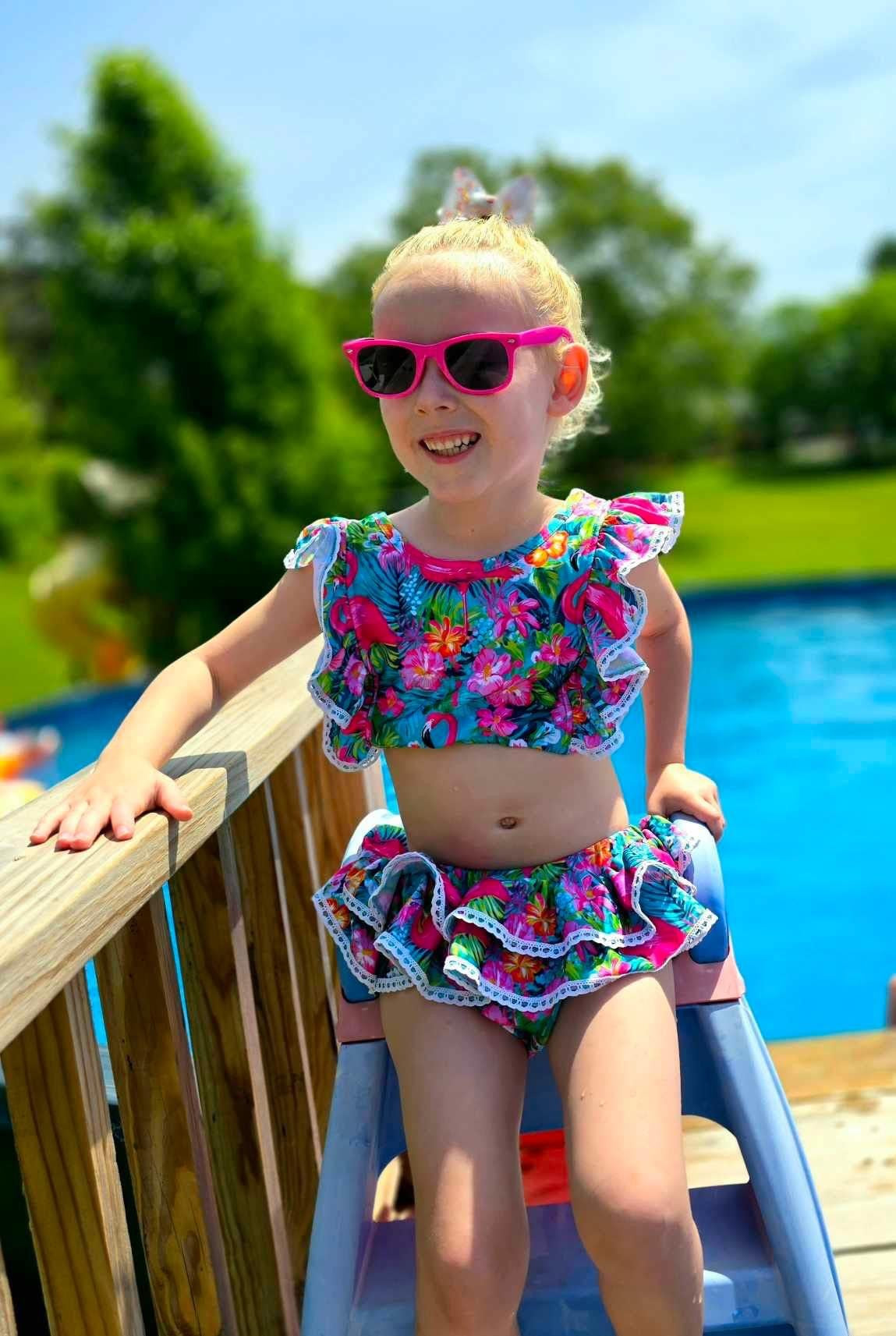 Preppy Flamingo 2 PC Swimsuit