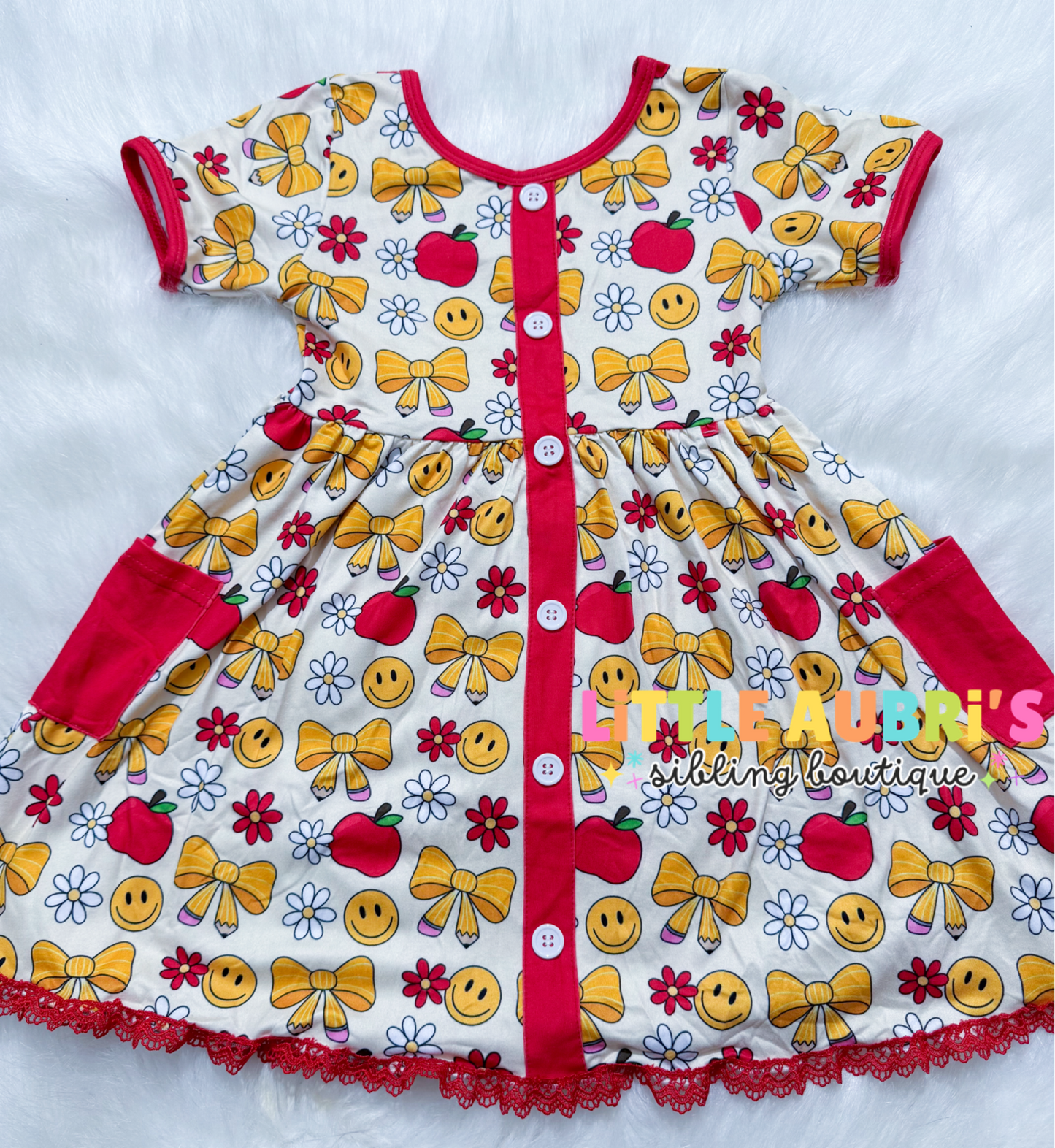 TEACHER’S PET APPLE Button Down Pocket Dress