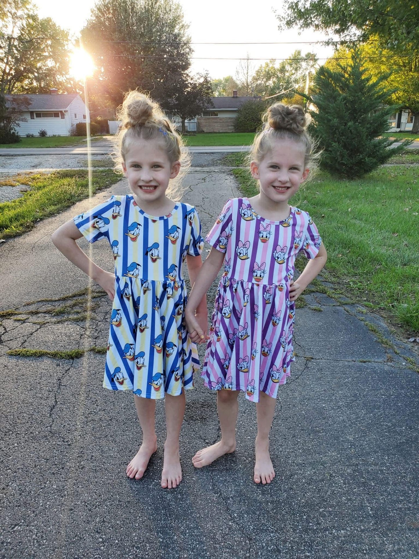 Girl Duck Cross Back Twirl Dress