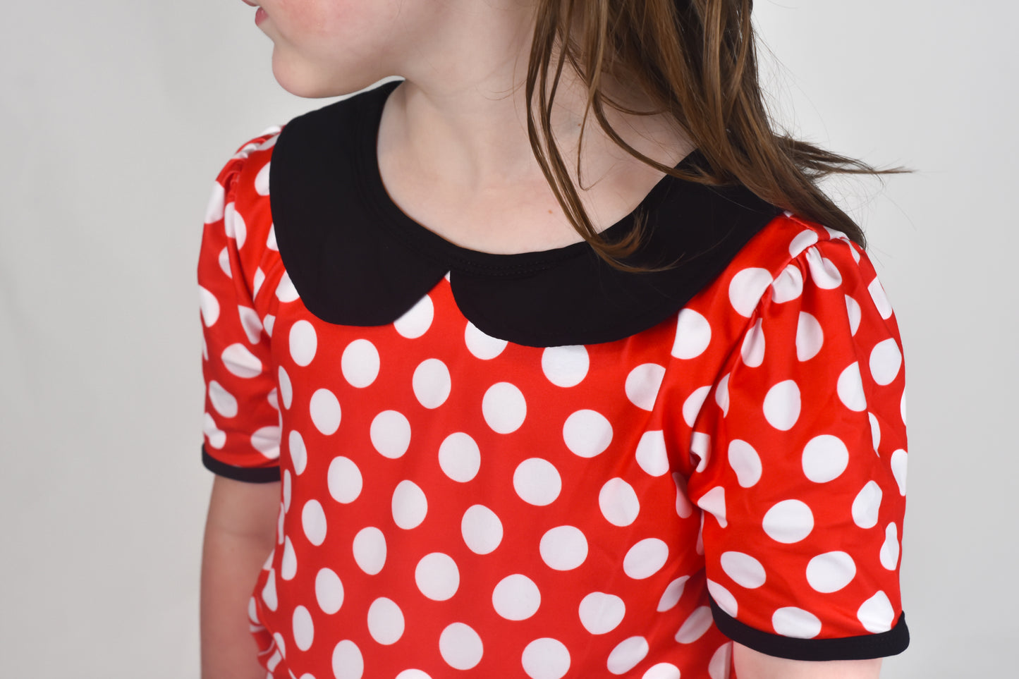 Vintage Red Polka Dot Collar Lace Dress