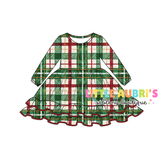 HOLIDAY PLAID Tie Back Bow Dress (*SHIPS LATE NOV)