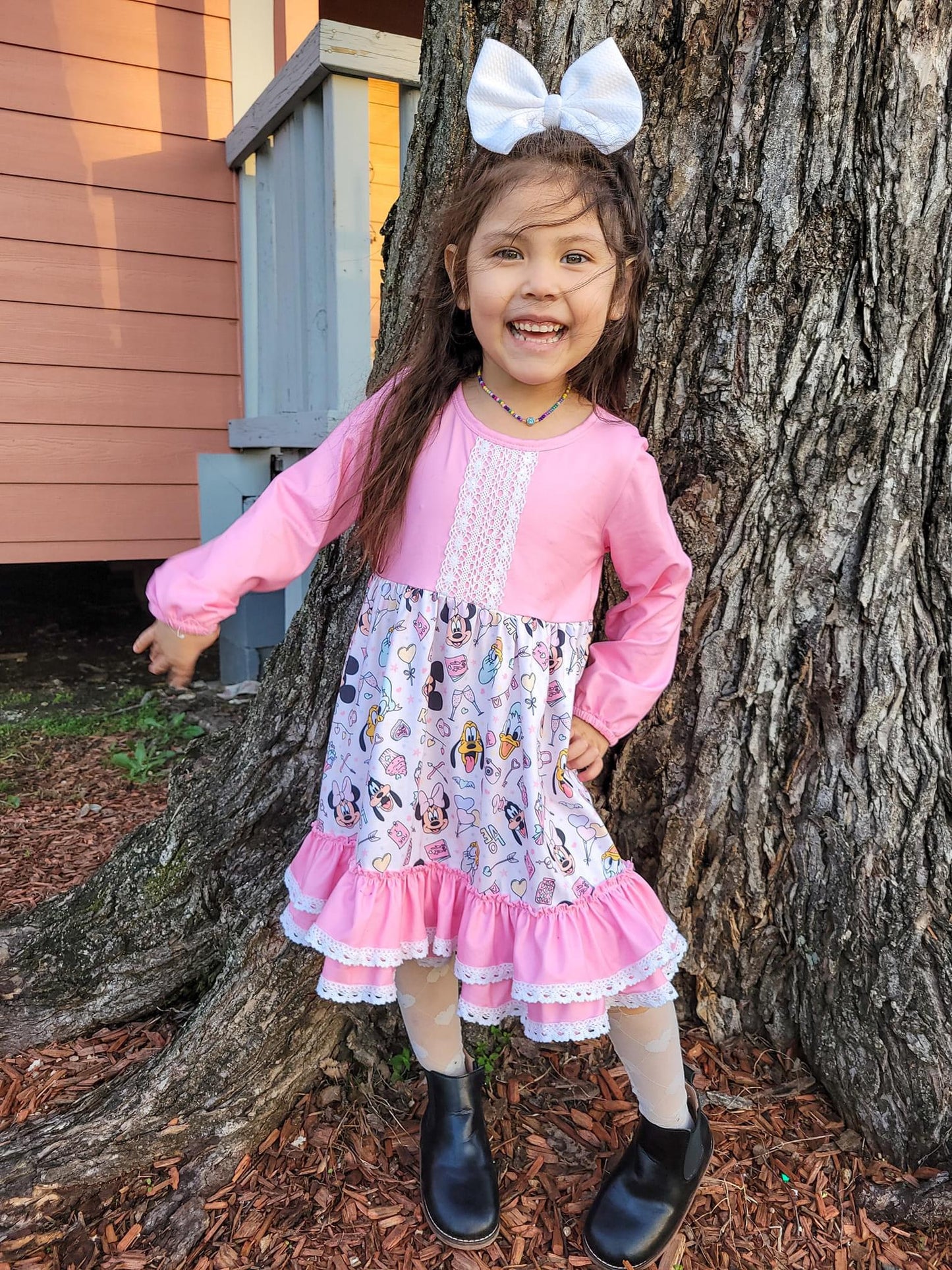 Cupid Mouse and Friends Long Sleeve Lace Dress