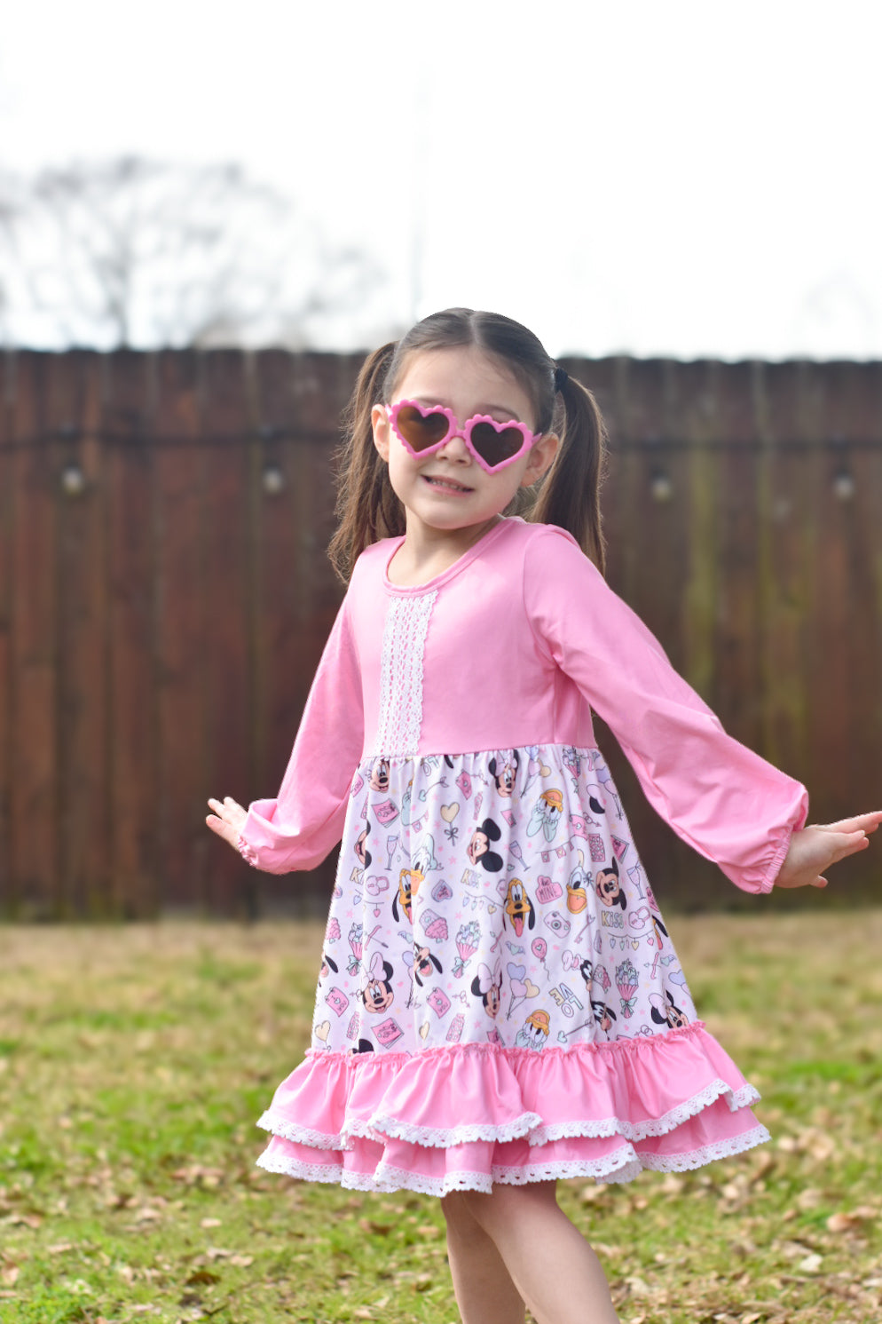 Cupid Mouse and Friends Long Sleeve Lace Dress