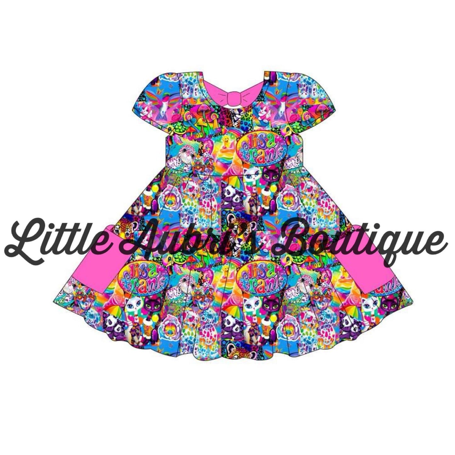 Neon 90s Bow Back Pocket Dress