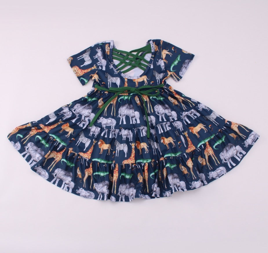 Safari Triple Tiered Cross Back Dress