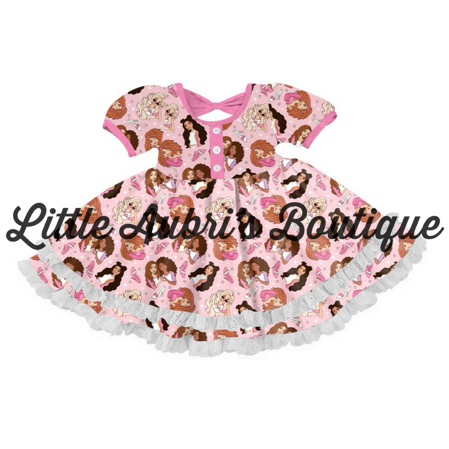 Barbie Girl Lace Bow Back Dress