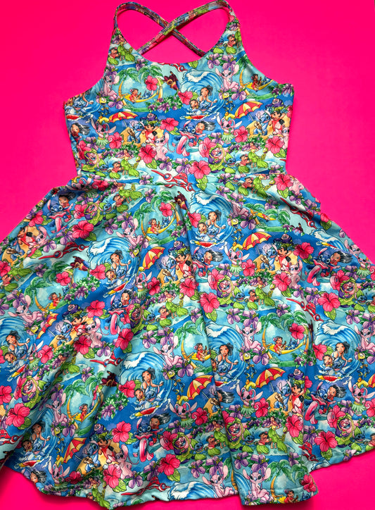 HAWAIIAN ALIEN Cross Back Twirl Dress