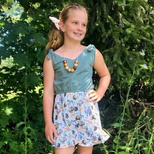 Zoo Day Tie Shorts Romper