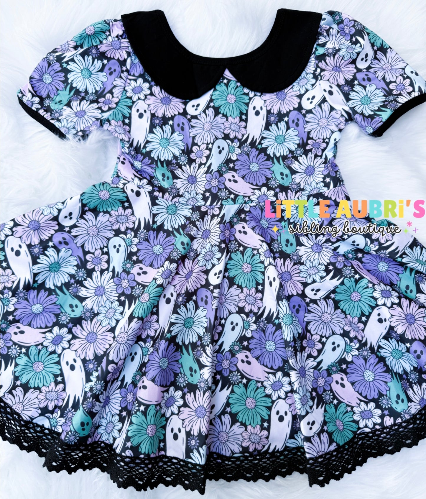 SPOOKY FLORAL Lace Collar Dress