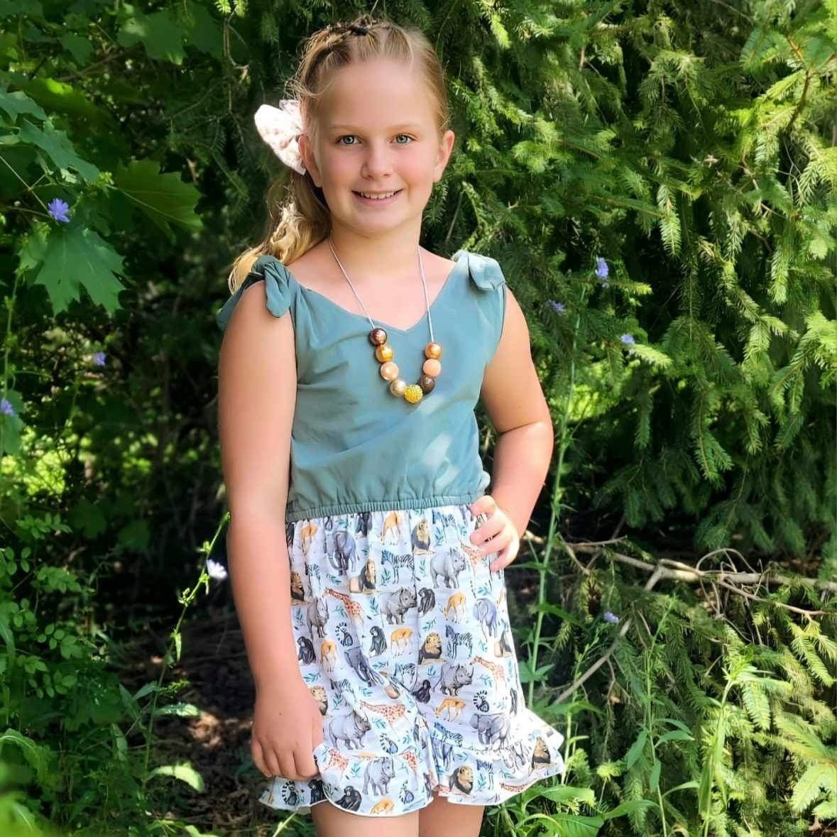 Zoo Day Tie Shorts Romper