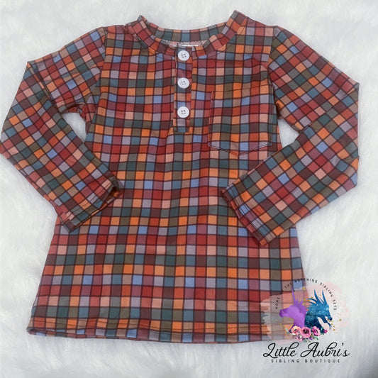 Harvest Plaid Pocket Henley