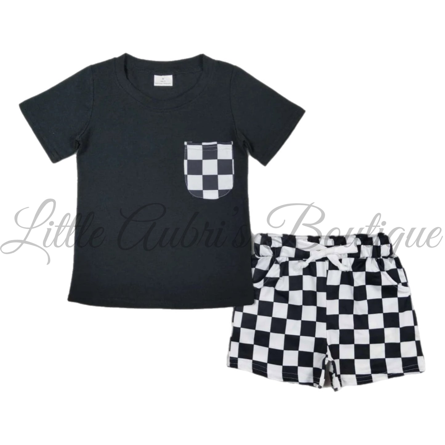 Black Checkerboard Short Set ETA Early Sept