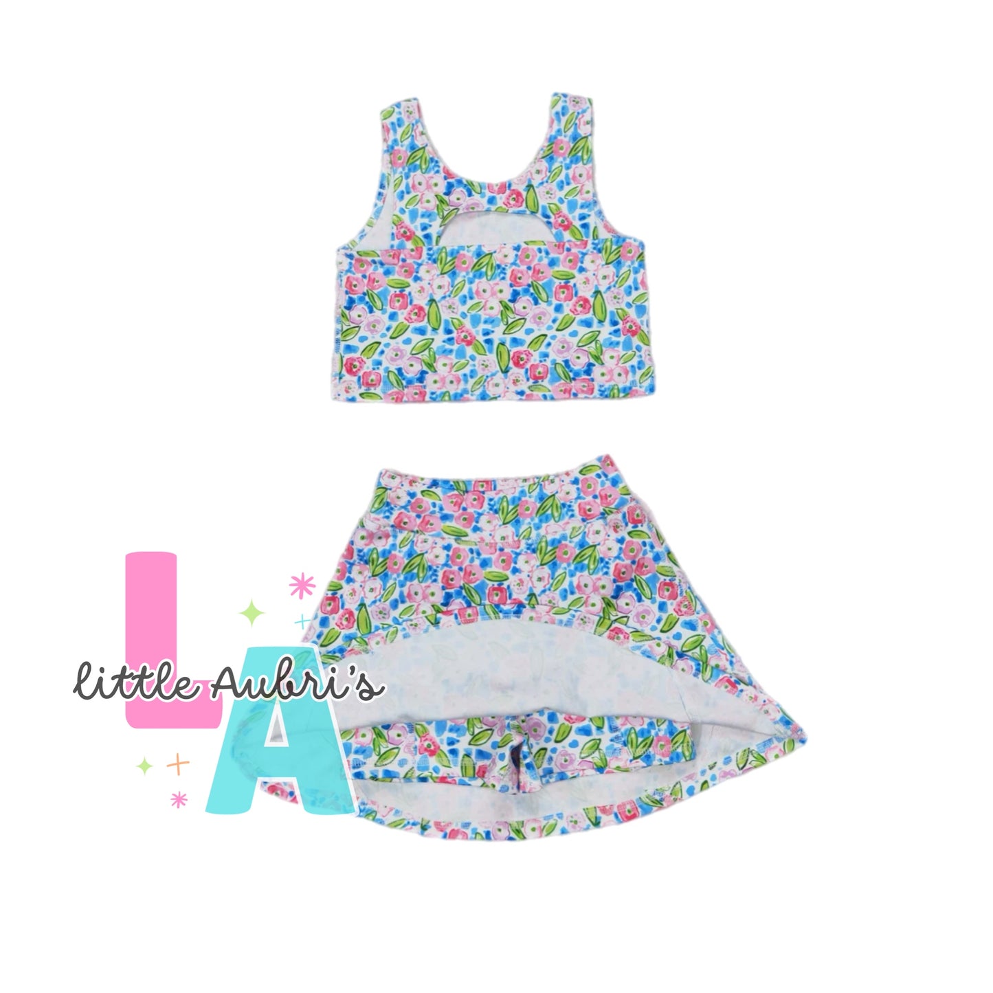 Floral Crop and Athletic Skort Set ETA Early May