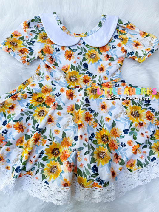 SUNFLOWER FIELDS Lace Collar Dress