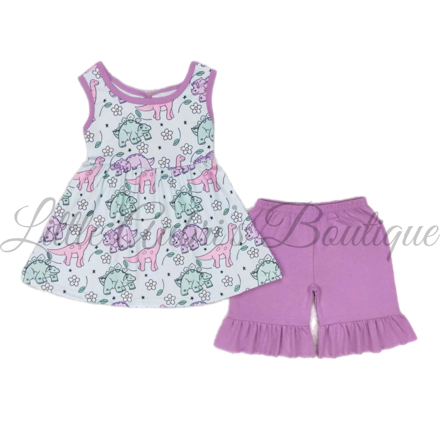 Floral Dino Bow Back Short Set ETA Late August
