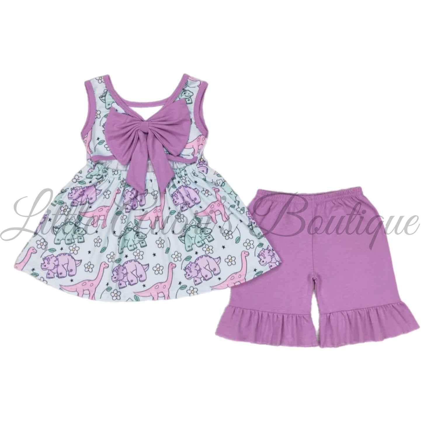 Floral Dino Bow Back Short Set ETA Late August