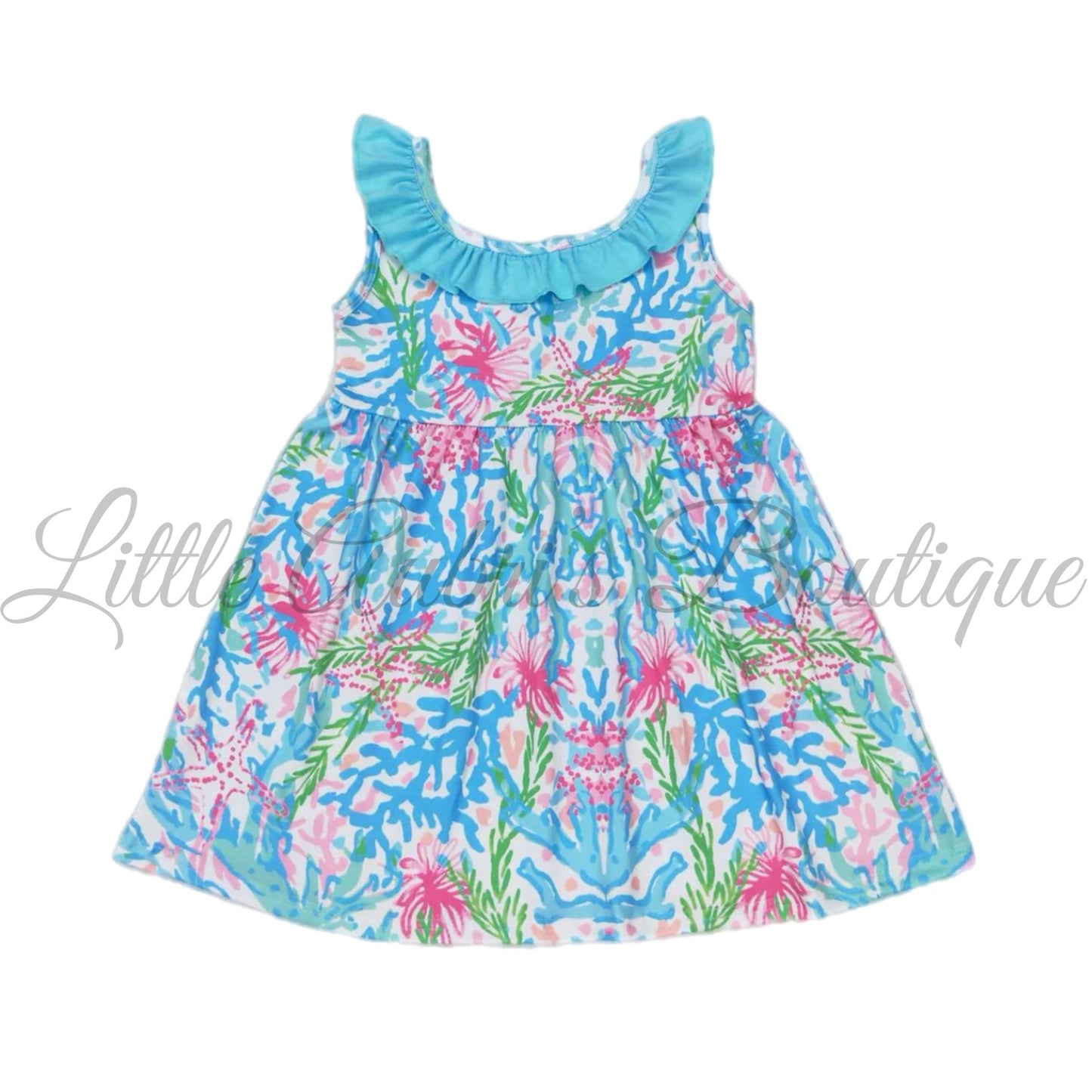 Neon Coral Ruffle Bow Back Dress ETA Late August