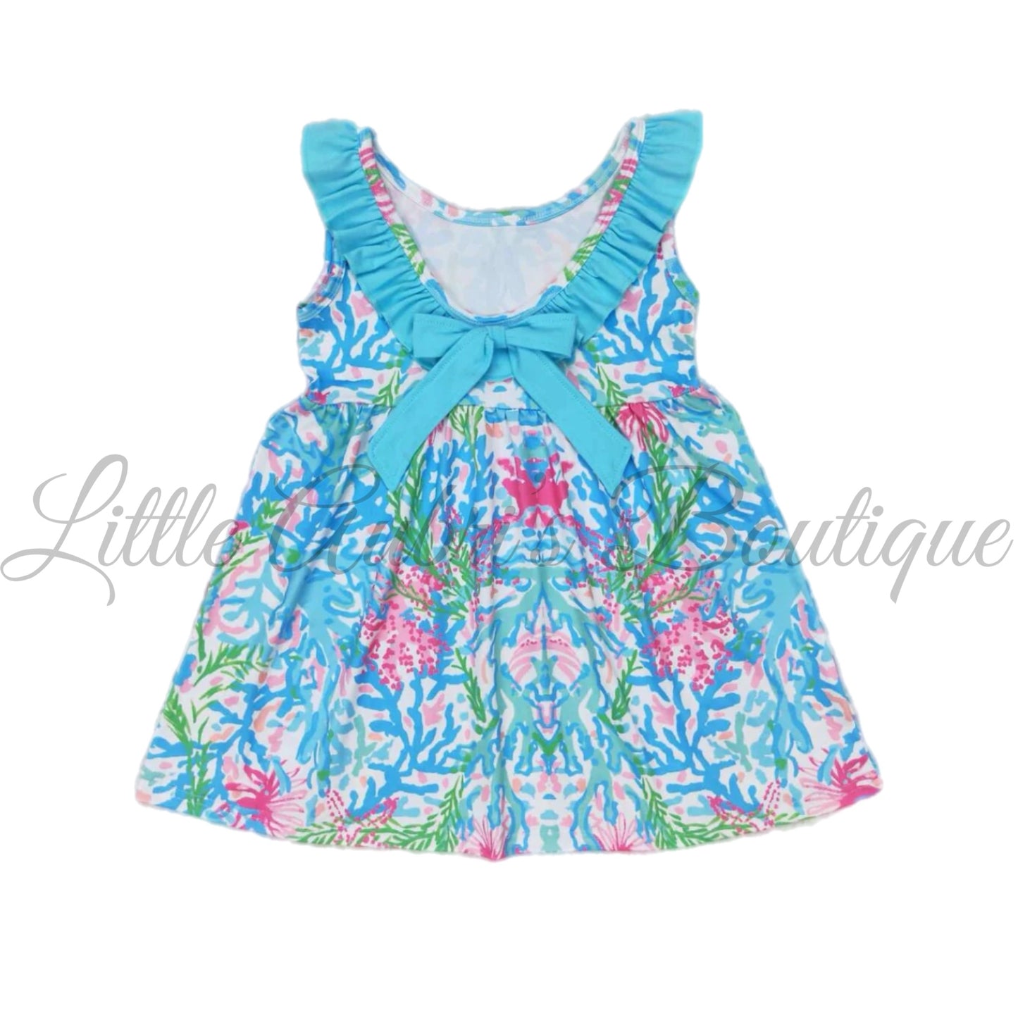 Neon Coral Ruffle Bow Back Dress ETA Late August