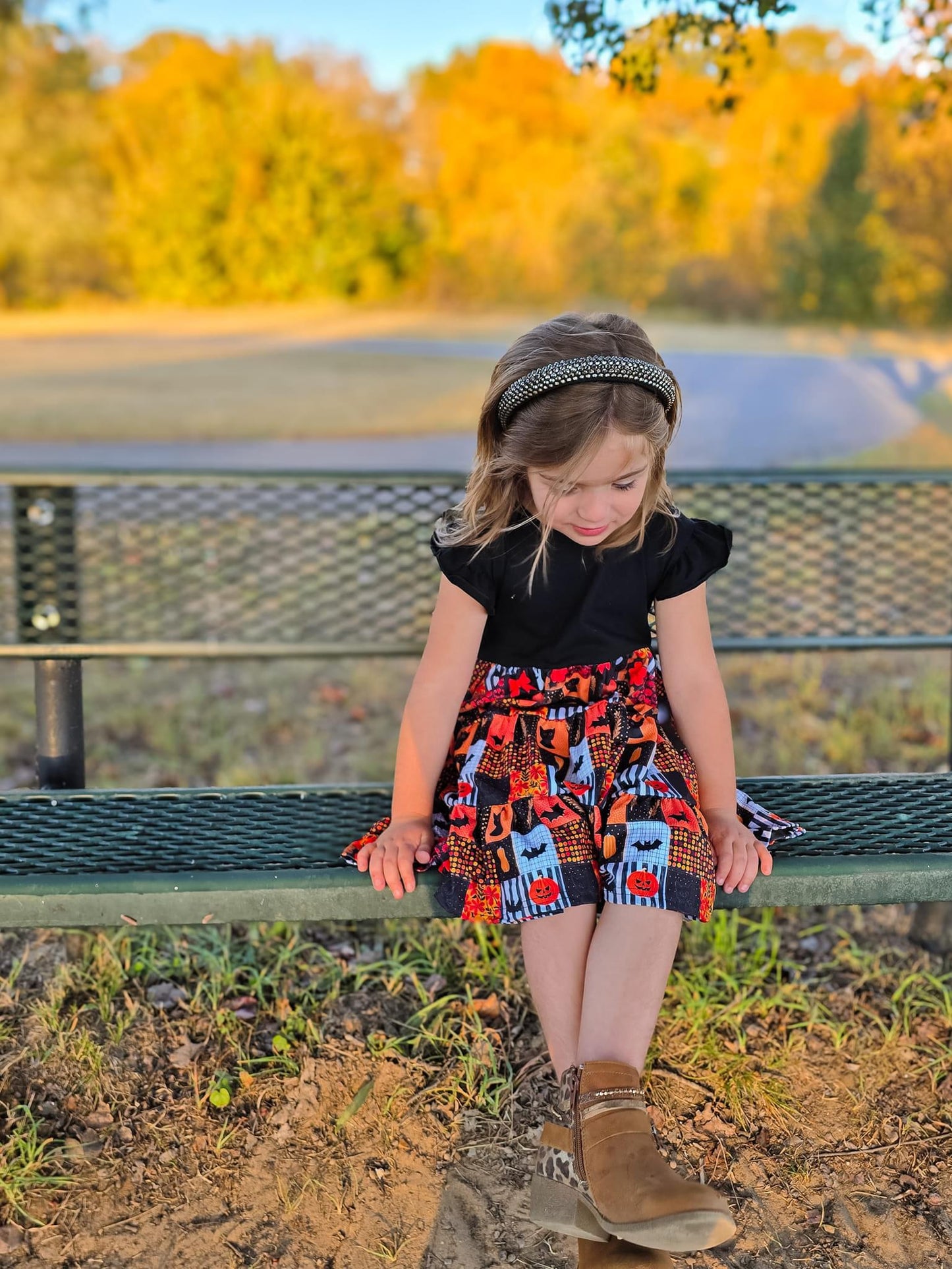 Spooky Patchwork Triple Tiered Dress