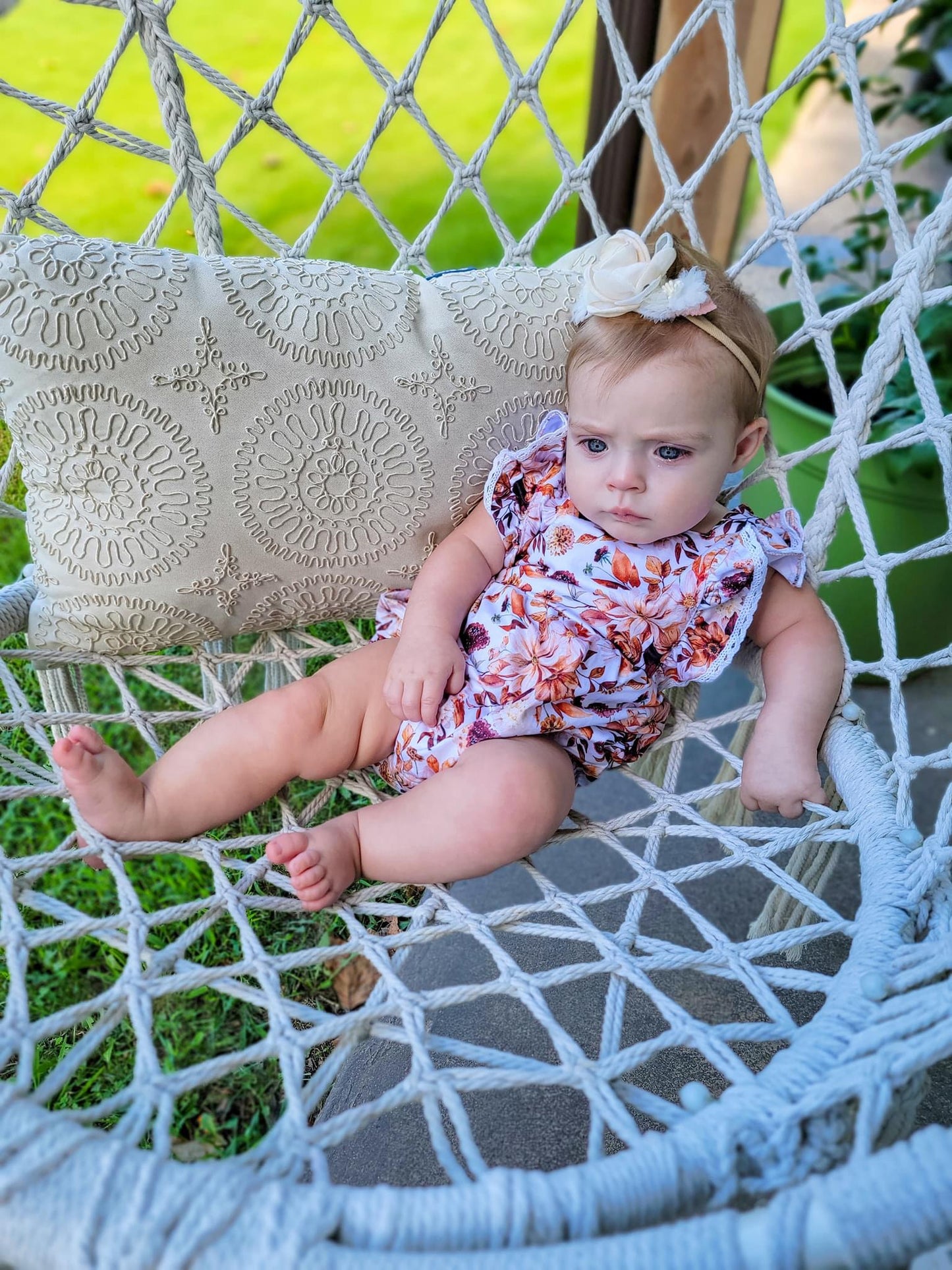 Floral Spice Lace Bubble Romper