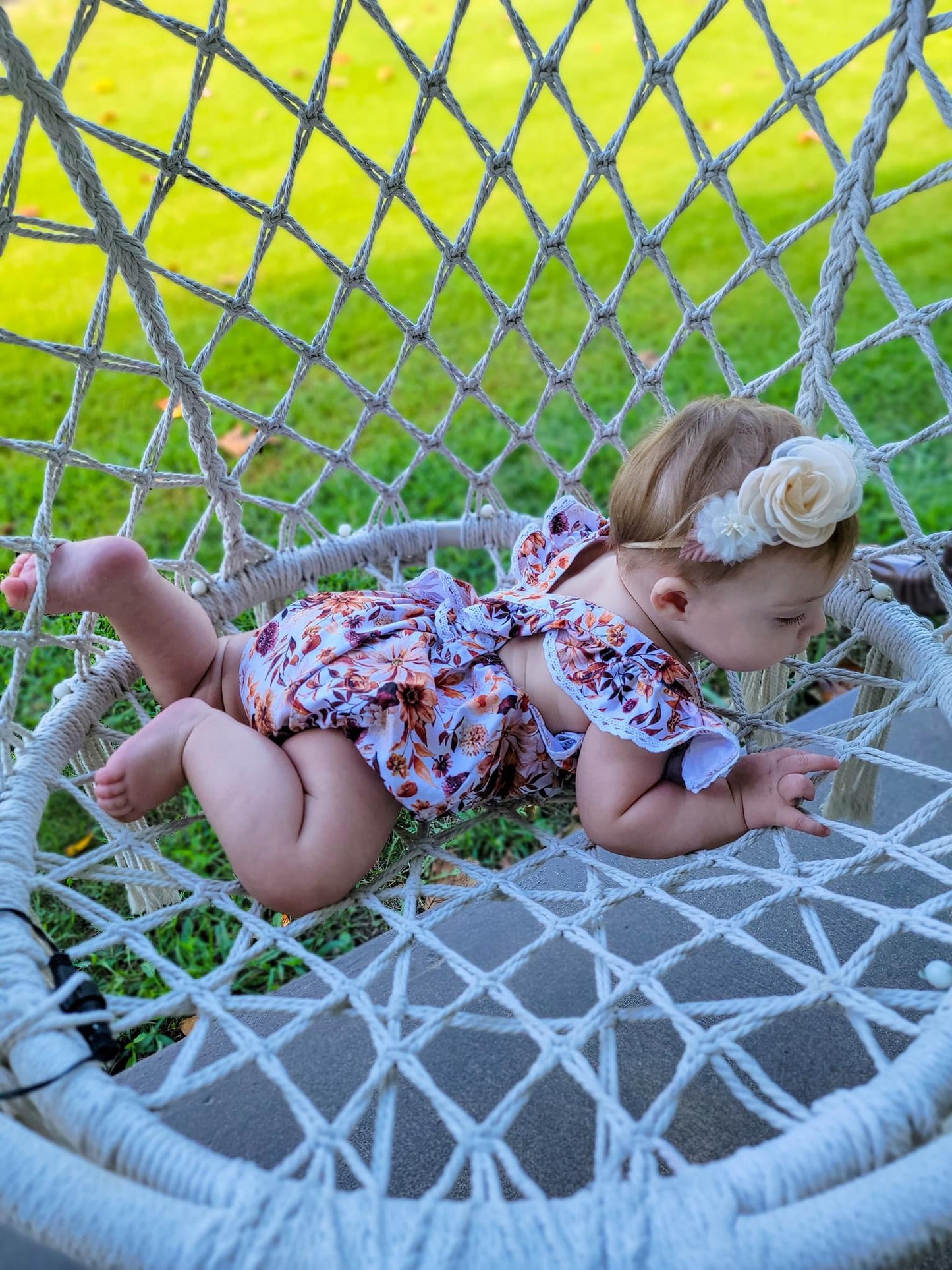 Floral Spice Lace Bubble Romper